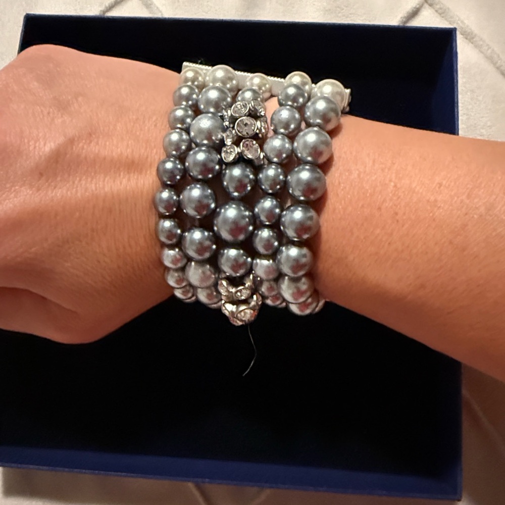 Givenchy Silver Multi-Strand Pearl Bracelet